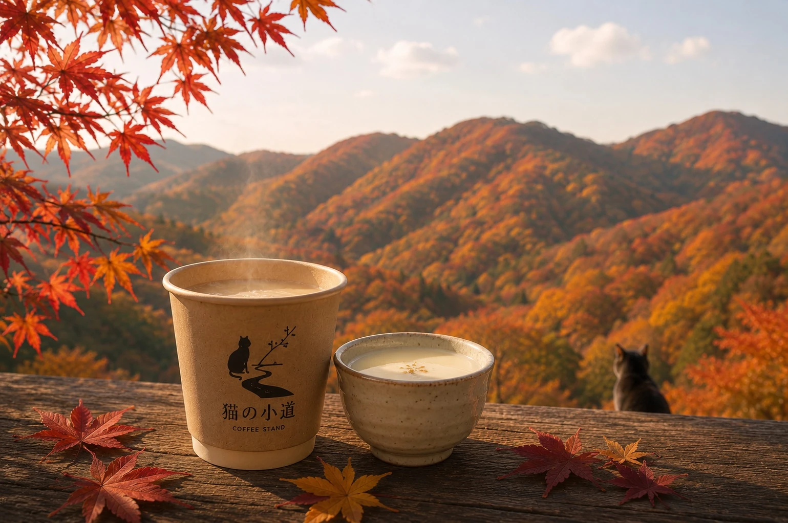 紅葉に彩られた秋の小道