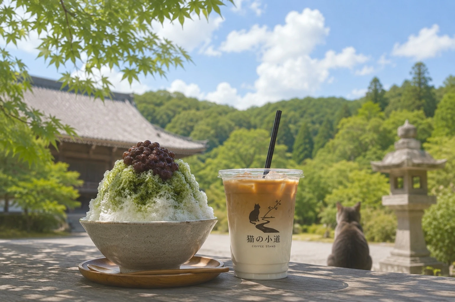 新緑に包まれた夏の小道